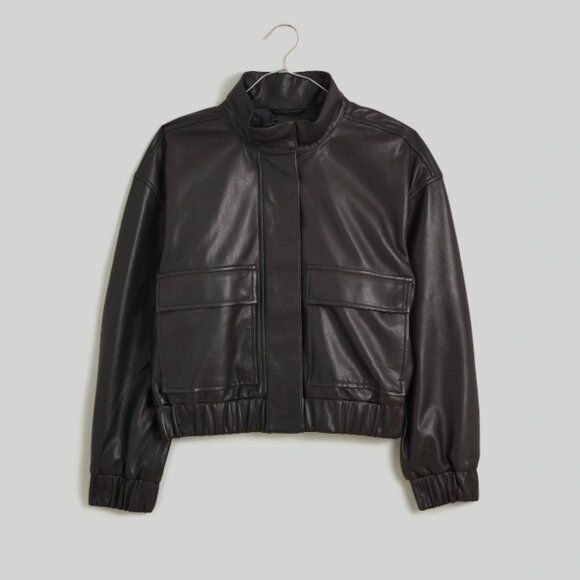 NWT Leather Bomber Jacket - Picture 1 of 6